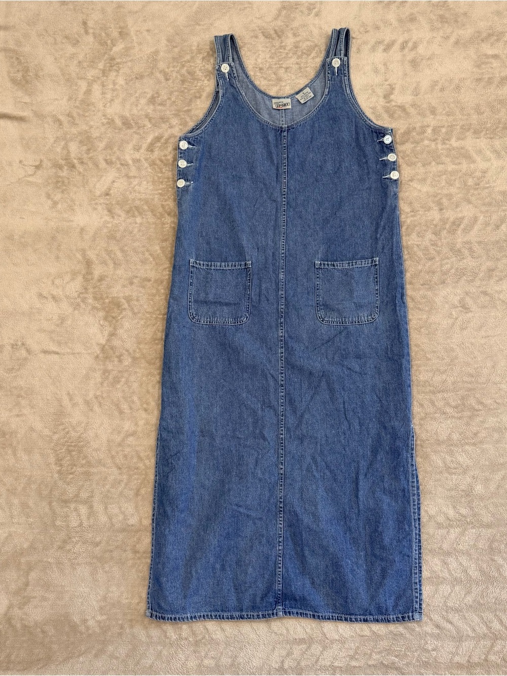 Carriage Court Sport Vintage Denim Jumper MIDI Dress 90s Grunge Indie Size S
